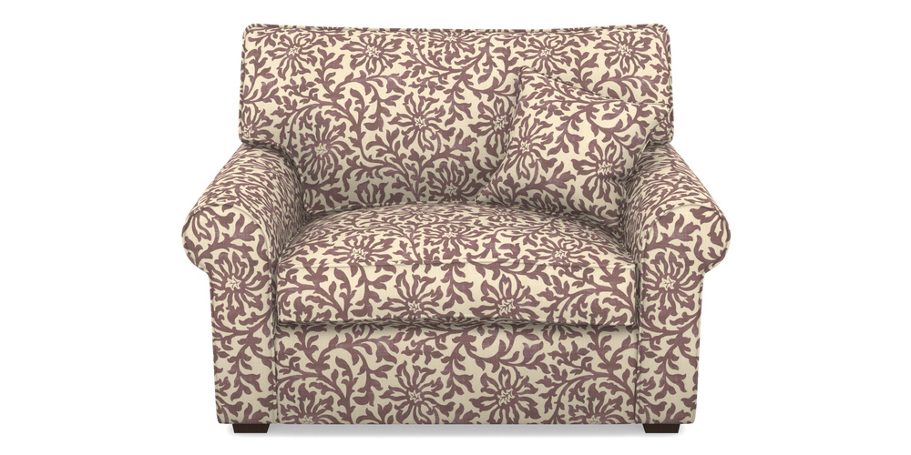 Product photograph of Upperton Snuggler In V A Brompton Collection - Floral Scroll - Cacao from Sofas and Stuff Limited