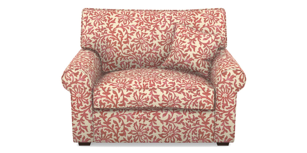 Product photograph of Upperton Snuggler In V A Brompton Collection - Floral Scroll - Chilli from Sofas and Stuff Limited