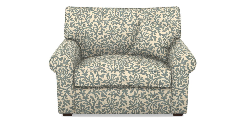 Product photograph of Upperton Snuggler In V A Brompton Collection - Floral Scroll - Pebble from Sofas and Stuff Limited