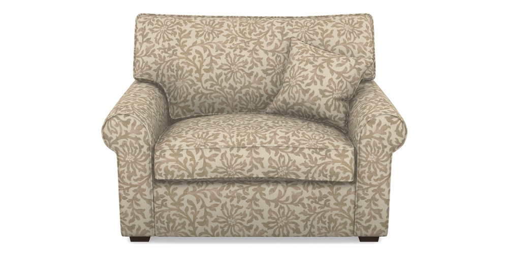 Product photograph of Upperton Snuggler In V A Brompton Collection - Floral Scroll - Assam Tea from Sofas and Stuff Limited