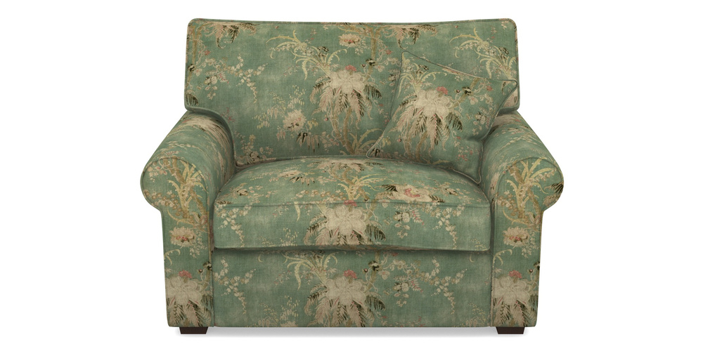 Product photograph of Upperton Snuggler In Floral Linen - Zefferino Emerald from Sofas and Stuff Limited