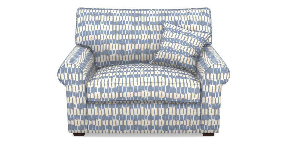 Product photograph of Upperton Snuggler In V A Brompton Collection - Ikat - Morning Blue from Sofas and Stuff Limited