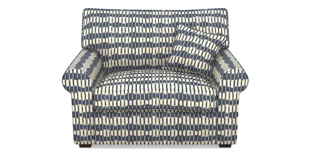 Product photograph of Upperton Snuggler In V A Brompton Collection - Ikat - Midnight Blue from Sofas and Stuff Limited