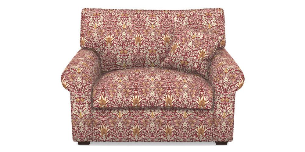 Product photograph of Upperton Snuggler In William Morris Collection - Snakeshead - Claret Gold from Sofas and Stuff Limited