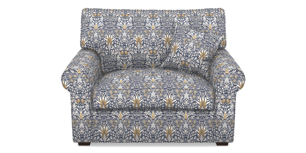 Product photograph of Upperton Snuggler In William Morris Collection - Snakeshead - Indigo Hemp from Sofas and Stuff Limited