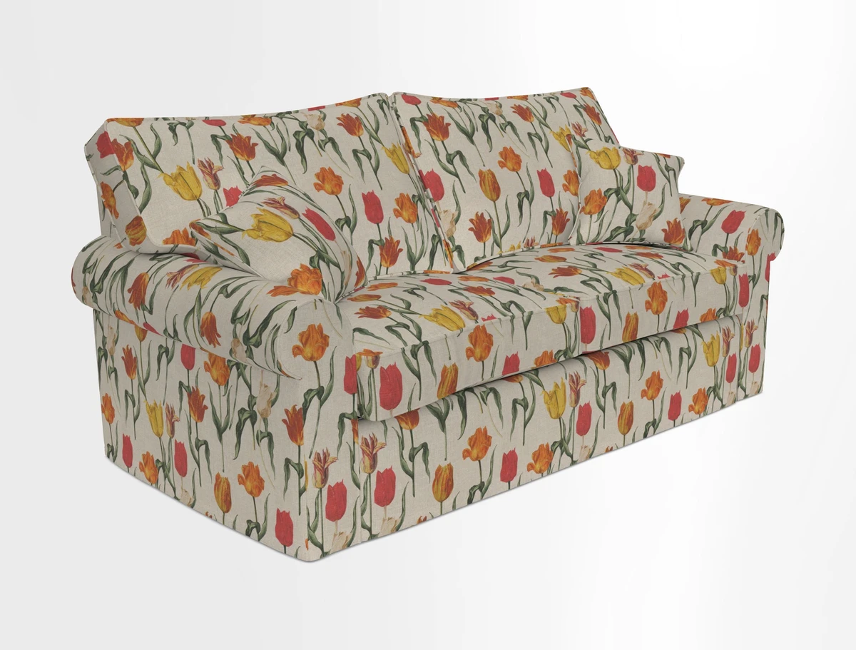 Upperton Sofa Bed in Floral Linen Even So Verde