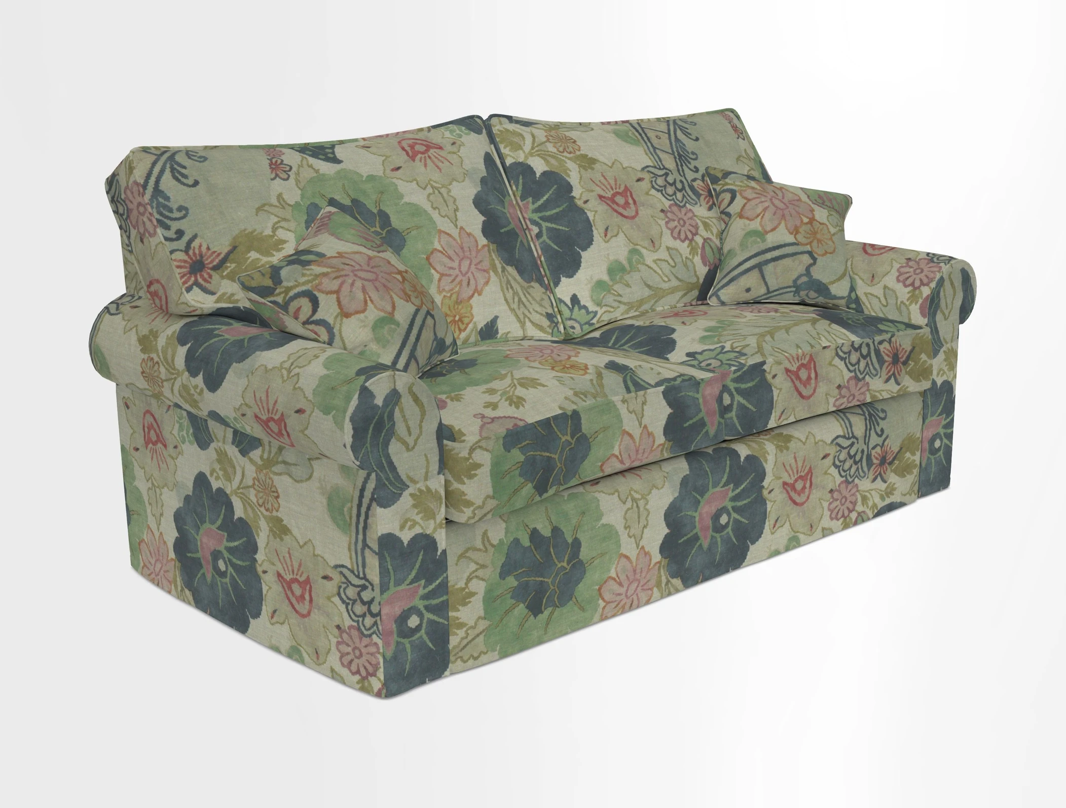 Upperton Sofa Bed in Floral Linen Even So Verde