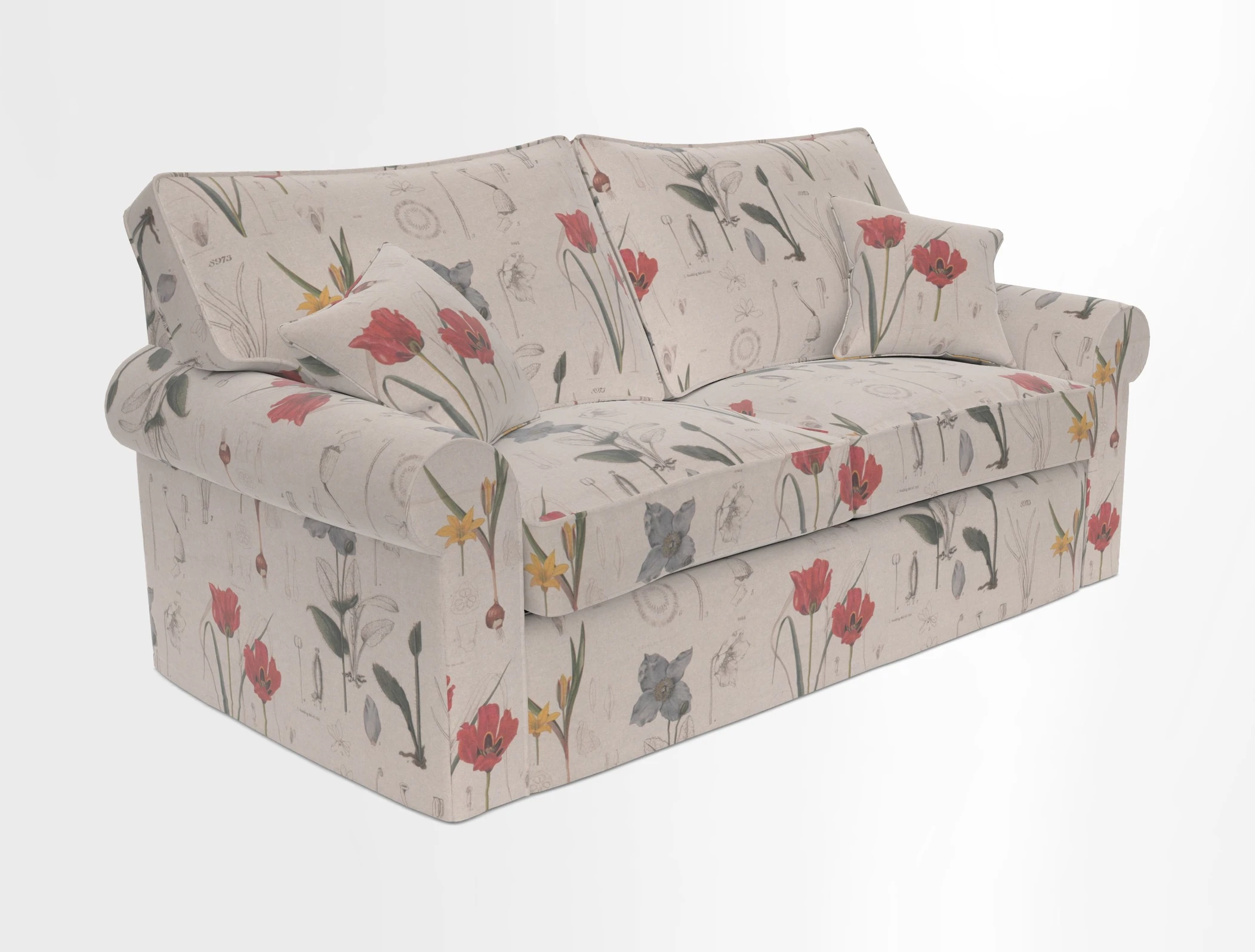 Upperton Sofa Bed in Floral Linen Even So Verde