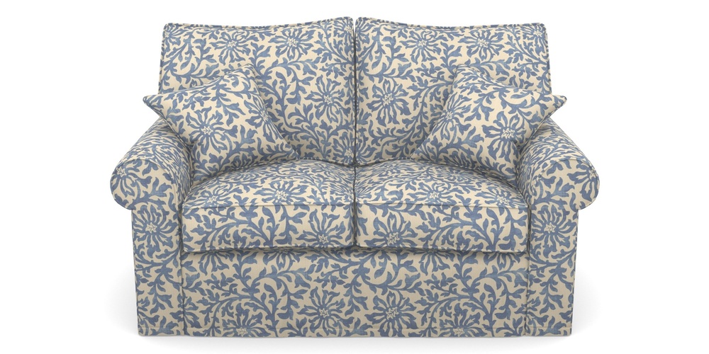 Product photograph of Upperton Sofa Bed 2 5 Seater Sofa Bed In V A Brompton Collection - Floral Scroll - Morning Blue from Sofas and Stuff Limited
