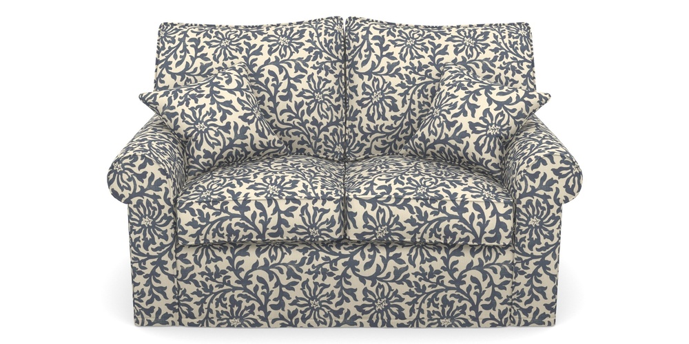 Product photograph of Upperton Sofa Bed 2 5 Seater Sofa Bed In V A Brompton Collection - Floral Scroll - Midnight Blue from Sofas and Stuff Limited