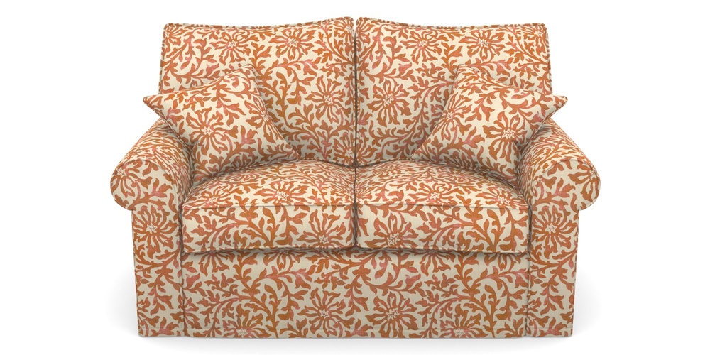 Product photograph of Upperton Sofa Bed 2 5 Seater Sofa Bed In V A Brompton Collection - Floral Scroll - Terracotta from Sofas and Stuff Limited