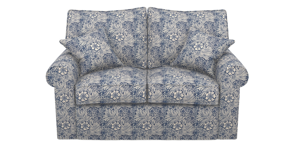 Product photograph of Upperton Sofa Bed 2 5 Seater Sofa Bed In William Morris Collection - Marigold - Indigo Linen from Sofas and Stuff Limited