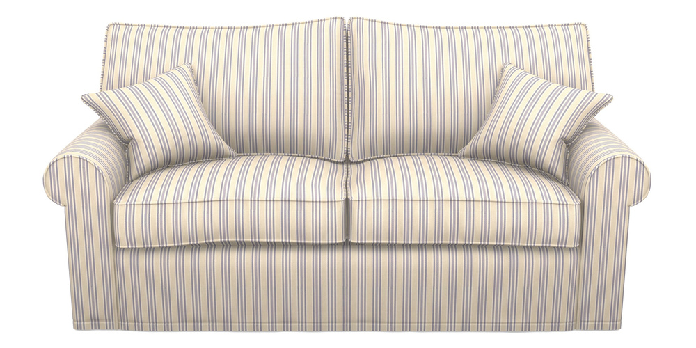 Product photograph of Upperton Sofa Bed 3 Seater Sofa Bed In Cloth 22 - Racing Stripes Ayr - Blueberry from Sofas and Stuff Limited