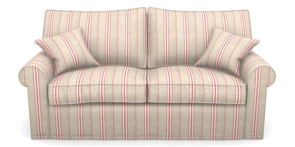 Product photograph of Upperton Sofa Bed 3 Seater Sofa Bed In Cloth 18 Stripes - Regimental - Cranberry from Sofas and Stuff Limited