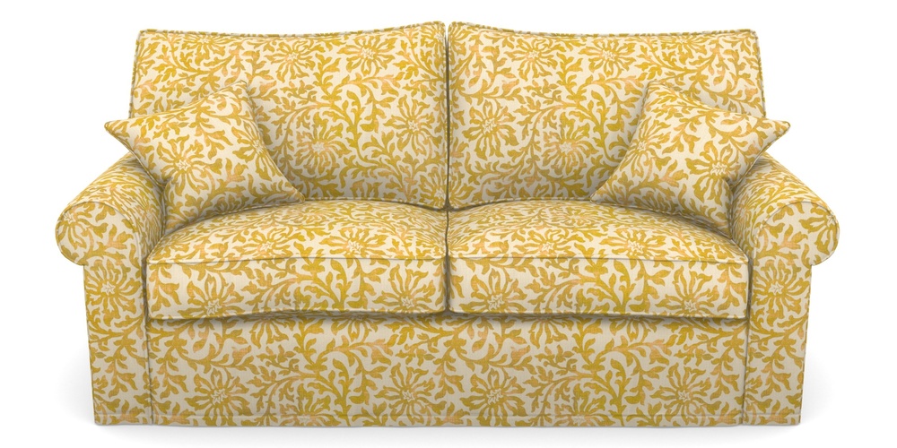 Product photograph of Upperton Sofa Bed 3 Seater Sofa Bed In V A Brompton Collection - Floral Scroll - Corn from Sofas and Stuff Limited