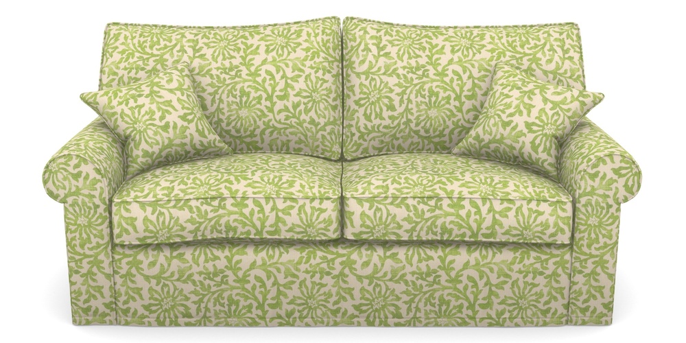 Product photograph of Upperton Sofa Bed 3 Seater Sofa Bed In V A Brompton Collection - Floral Scroll - Lime from Sofas and Stuff Limited