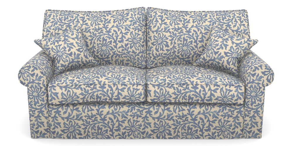 Product photograph of Upperton Sofa Bed 3 Seater Sofa Bed In V A Brompton Collection - Floral Scroll - Morning Blue from Sofas and Stuff Limited