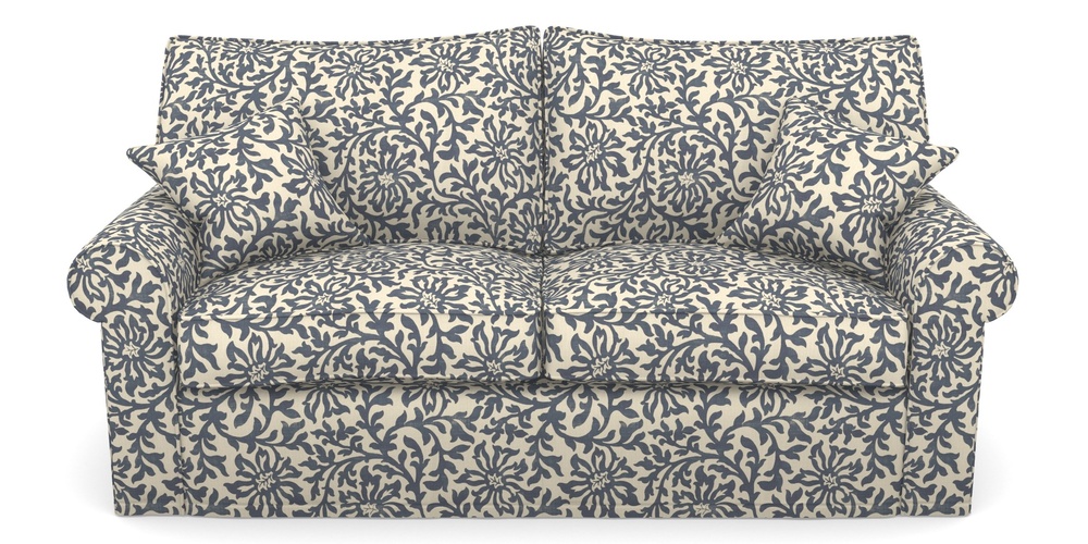 Product photograph of Upperton Sofa Bed 3 Seater Sofa Bed In V A Brompton Collection - Floral Scroll - Midnight Blue from Sofas and Stuff Limited