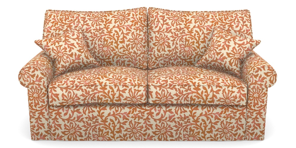 Product photograph of Upperton Sofa Bed 3 Seater Sofa Bed In V A Brompton Collection - Floral Scroll - Terracotta from Sofas and Stuff Limited