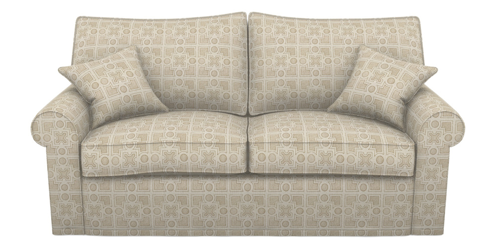 Product photograph of Upperton Sofa Bed 3 Seater Sofa Bed In Rhs Collection - Small Knot Garden Cotton Weave - Gold from Sofas and Stuff Limited
