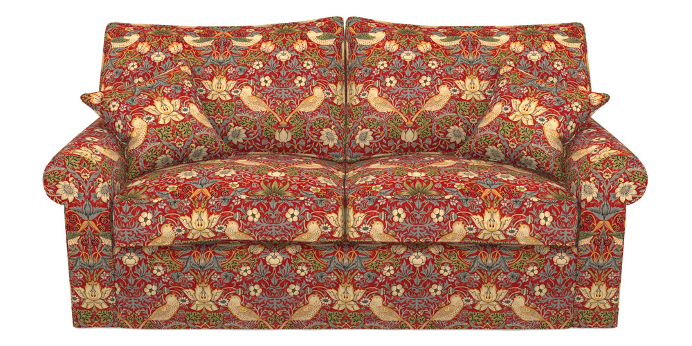 Product photograph of Upperton Sofa Bed 3 Seater Sofa Bed In William Morris Collection - Strawberry Thief - Crimson Slate from Sofas and Stuff Limited