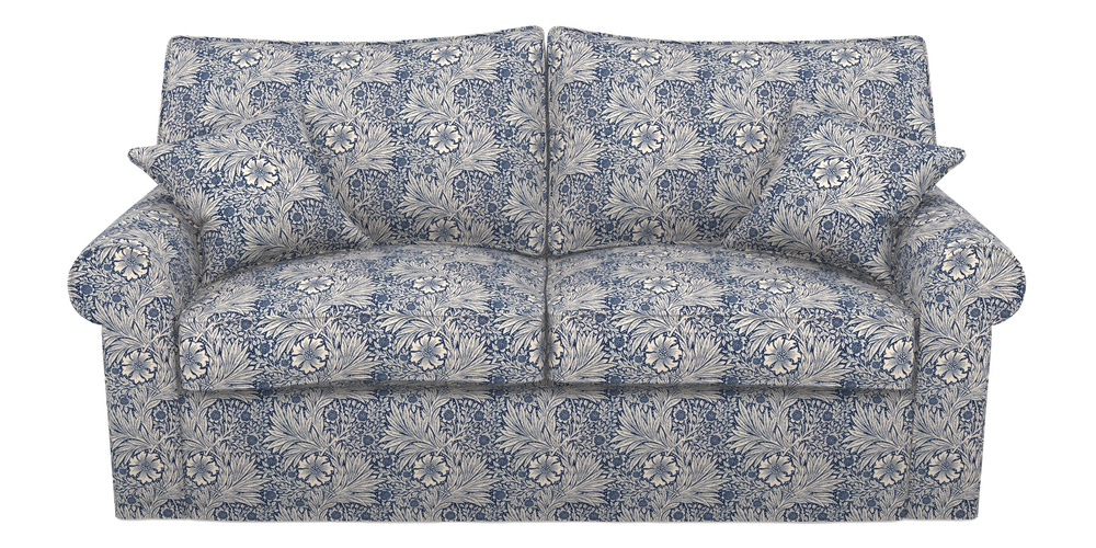 Product photograph of Upperton Sofa Bed 3 Seater Sofa Bed In William Morris Collection - Marigold - Indigo Linen from Sofas and Stuff Limited