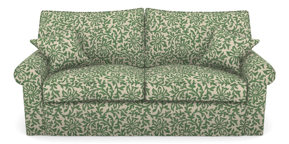 Product photograph of Upperton Sofa Bed 4 Seater Sofa Bed In V A Brompton Collection - Floral Scroll - Basil from Sofas and Stuff Limited