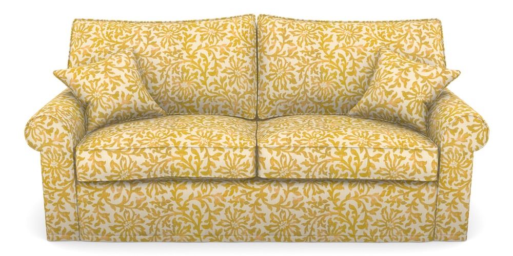 Product photograph of Upperton Sofa Bed 4 Seater Sofa Bed In V A Brompton Collection - Floral Scroll - Corn from Sofas and Stuff Limited