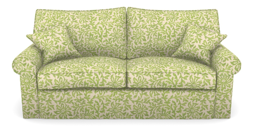 Product photograph of Upperton Sofa Bed 4 Seater Sofa Bed In V A Brompton Collection - Floral Scroll - Lime from Sofas and Stuff Limited