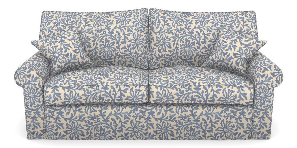 Product photograph of Upperton Sofa Bed 4 Seater Sofa Bed In V A Brompton Collection - Floral Scroll - Morning Blue from Sofas and Stuff Limited