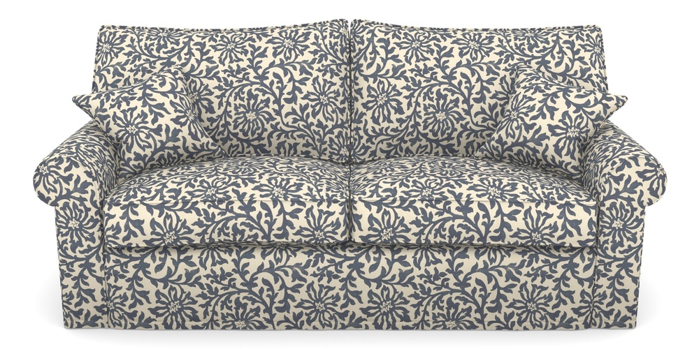 Product photograph of Upperton Sofa Bed 4 Seater Sofa Bed In V A Brompton Collection - Floral Scroll - Midnight Blue from Sofas and Stuff Limited