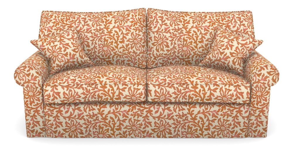 Product photograph of Upperton Sofa Bed 4 Seater Sofa Bed In V A Brompton Collection - Floral Scroll - Terracotta from Sofas and Stuff Limited