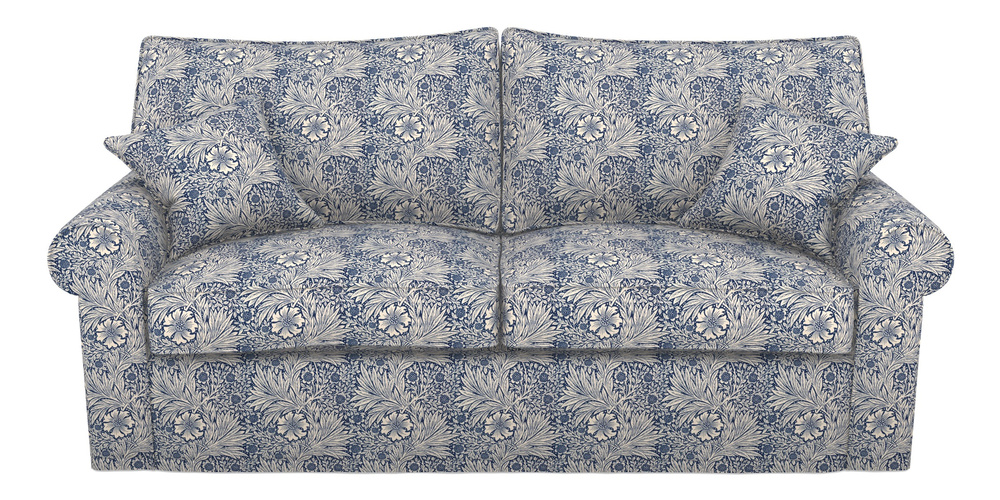 Product photograph of Upperton Sofa Bed 4 Seater Sofa Bed In William Morris Collection - Marigold - Indigo Linen from Sofas and Stuff Limited