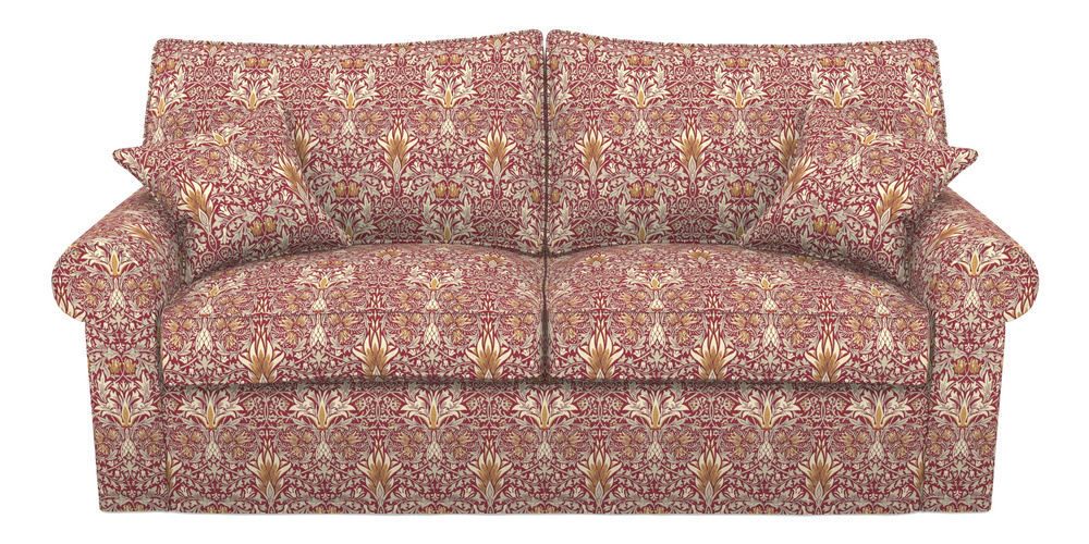 Product photograph of Upperton Sofa Bed 4 Seater Sofa Bed In William Morris Collection - Snakeshead - Claret Gold from Sofas and Stuff Limited