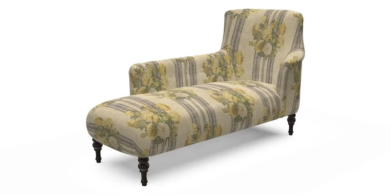 Anglesey LHF Chaise in RHS Gertrude Jekyll linen Cotton Blend Navy 