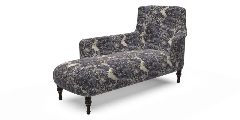 Anglesey LHF Chaise in RHS Gertrude Jekyll linen Cotton Blend Navy 