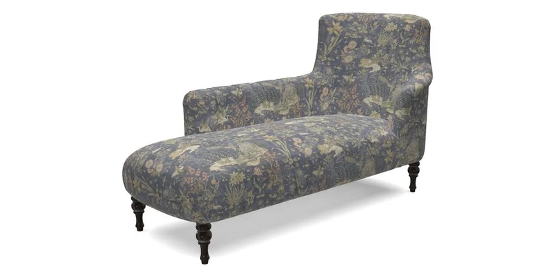 Anglesey LHF Chaise in RHS Gertrude Jekyll linen Cotton Blend Navy 