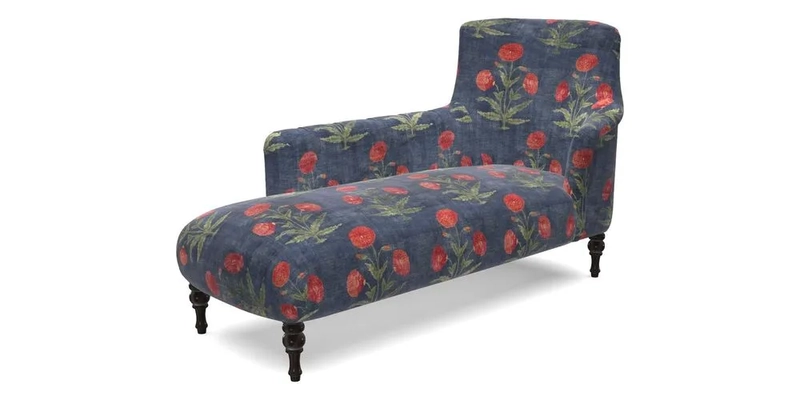 Anglesey LHF Chaise in RHS Gertrude Jekyll linen Cotton Blend Navy 