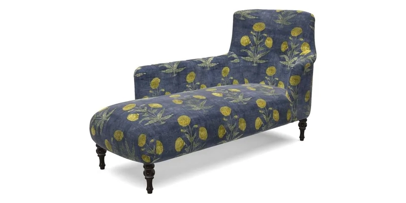 Anglesey LHF Chaise in RHS Gertrude Jekyll linen Cotton Blend Navy 