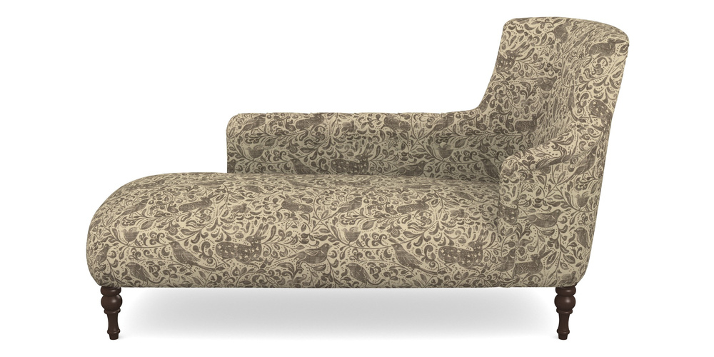 Product photograph of Anglesey Chaise Lhf In V A Drawn From Nature - Bird And Rabbit - Brown from Sofas and Stuff Limited