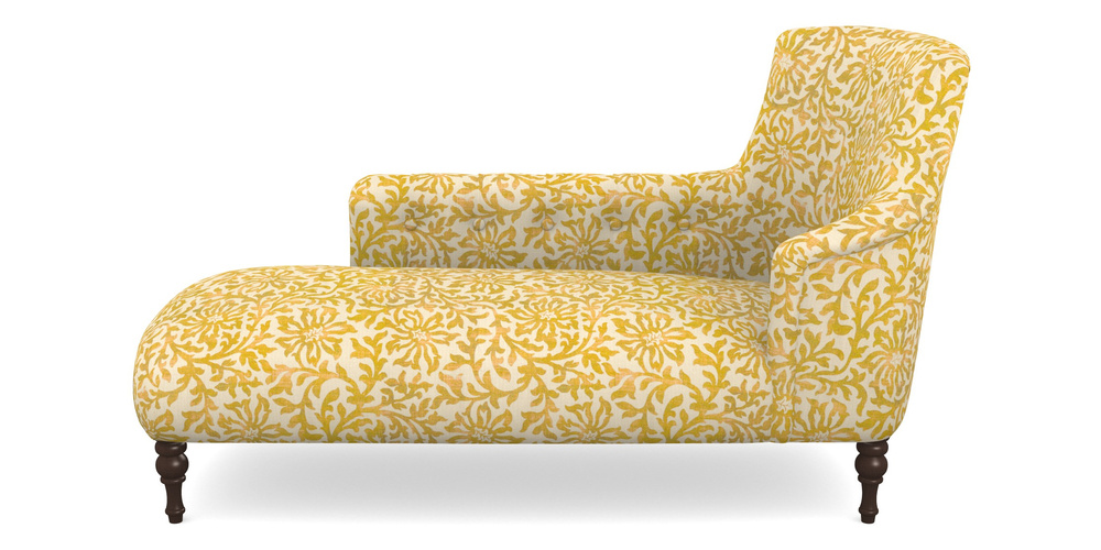 Product photograph of Anglesey Chaise Lhf In V A Brompton Collection - Floral Scroll - Corn from Sofas and Stuff Limited