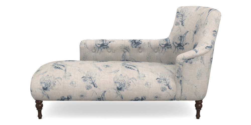 Product photograph of Anglesey Chaise Lhf In Floral Linen - Lela Mystery Indigo from Sofas and Stuff Limited