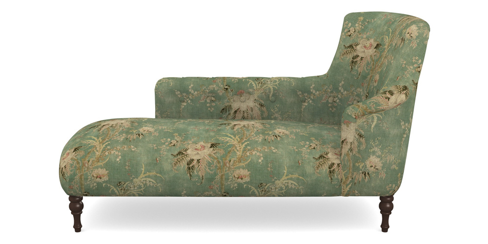 Product photograph of Anglesey Chaise Lhf In Floral Linen - Zefferino Emerald from Sofas and Stuff Limited