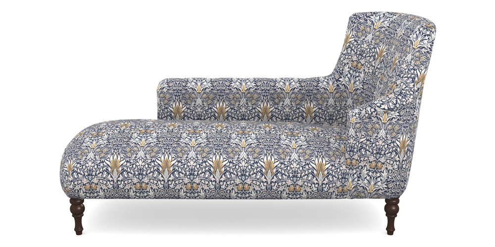 Product photograph of Anglesey Chaise Lhf In William Morris Collection - Snakeshead - Indigo Hemp from Sofas and Stuff Limited