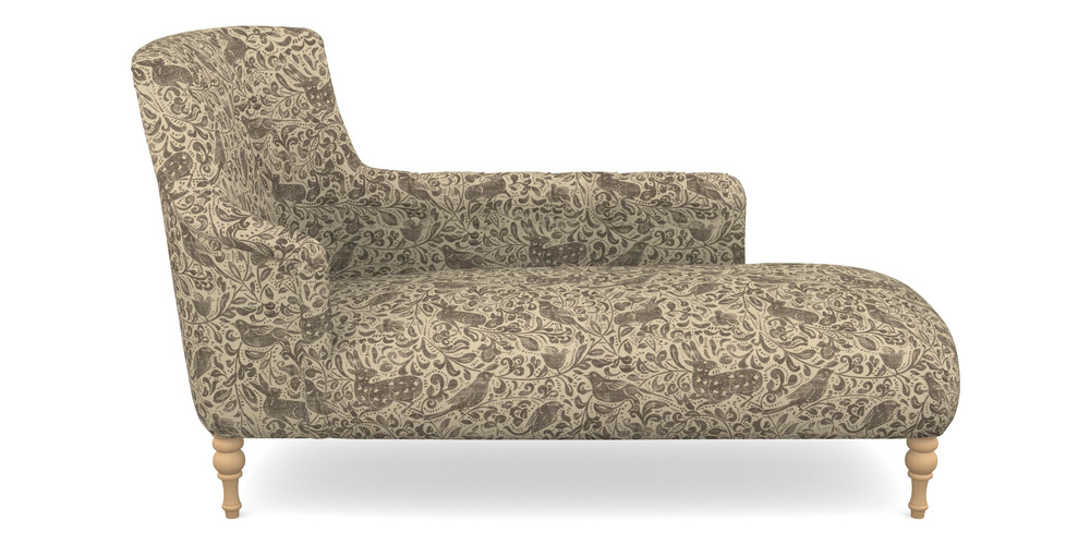 Product photograph of Anglesey Chaise Rhf In V A Drawn From Nature - Bird And Rabbit - Brown from Sofas and Stuff Limited