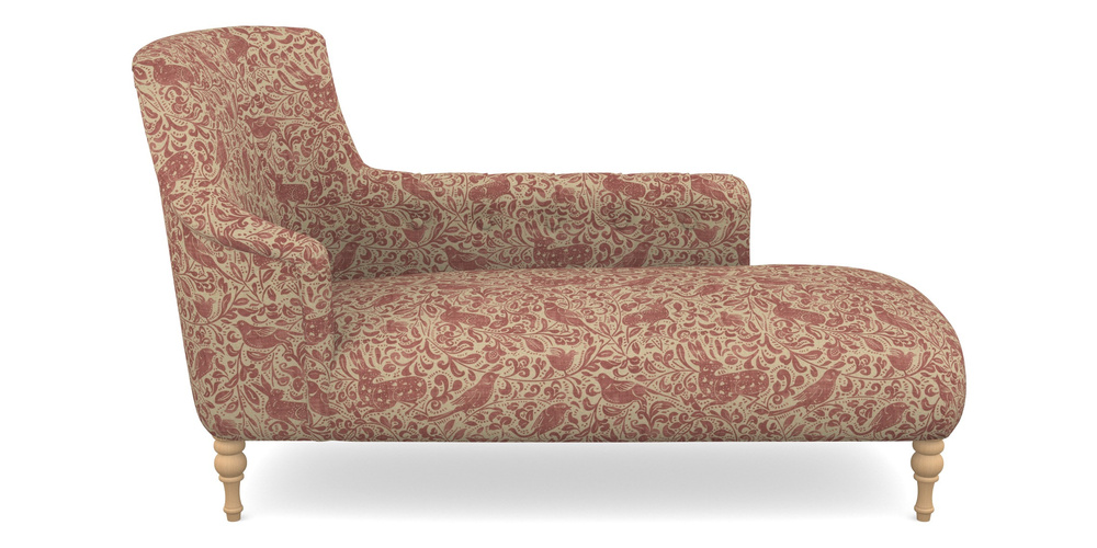 Product photograph of Anglesey Chaise Rhf In V A Drawn From Nature - Bird And Rabbit - Red from Sofas and Stuff Limited