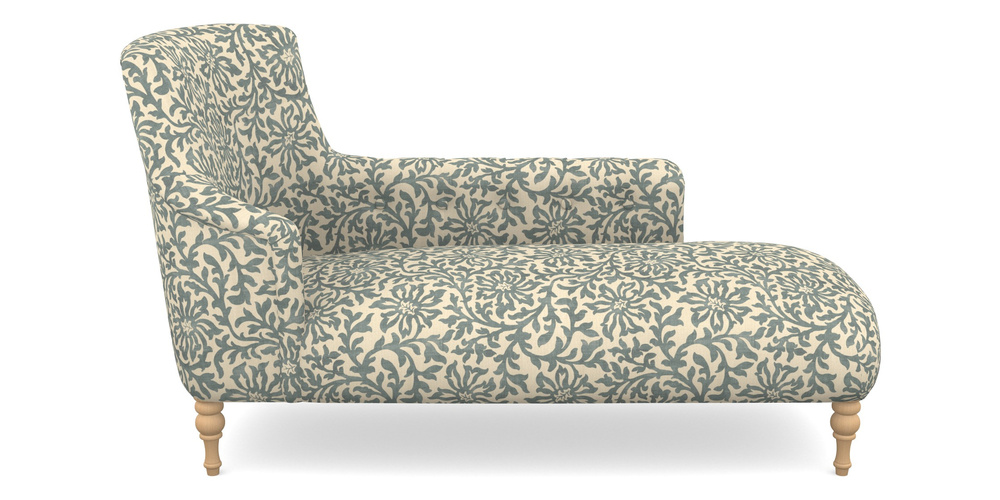 Product photograph of Anglesey Chaise Rhf In V A Brompton Collection - Floral Scroll - Pebble from Sofas and Stuff Limited