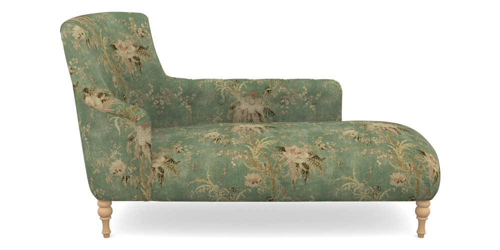 Product photograph of Anglesey Chaise Rhf In Floral Linen - Zefferino Emerald from Sofas and Stuff Limited