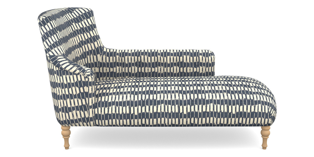 Product photograph of Anglesey Chaise Rhf In V A Brompton Collection - Ikat - Midnight Blue from Sofas and Stuff Limited