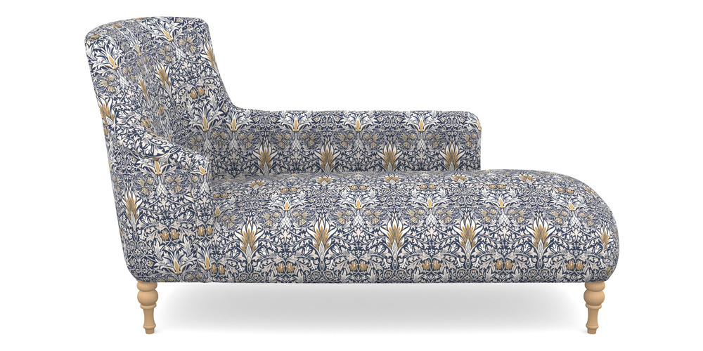 Product photograph of Anglesey Chaise Rhf In William Morris Collection - Snakeshead - Indigo Hemp from Sofas and Stuff Limited